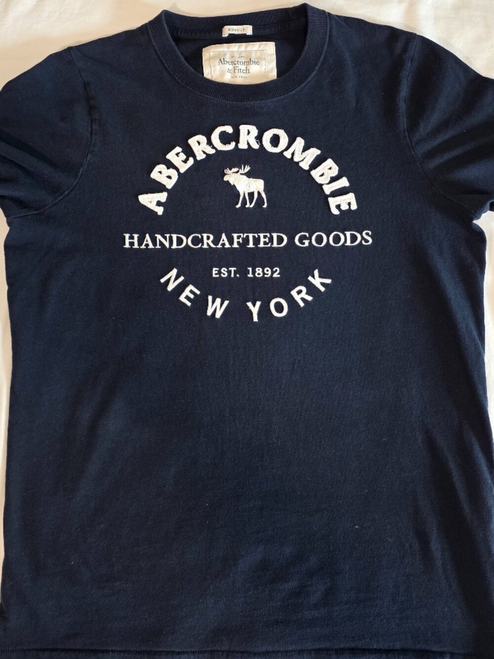 Abercrombie & Fitch Muscle Fit Tee Navy L Handcrafted Goods Moose Logo